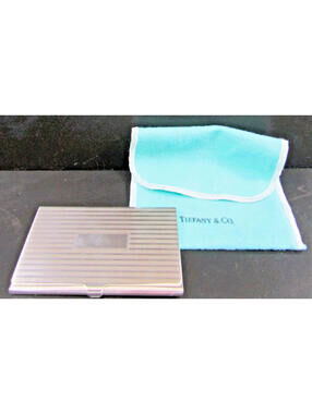 Tiffany Sterling Card Case with Empty Monogram Space 57.4 Grams and Pouch